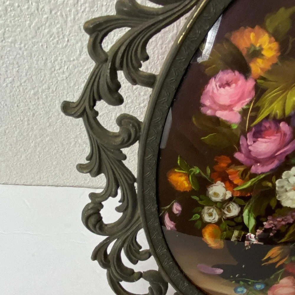 Vintage Flowers Framed Heavy Openwork Metal